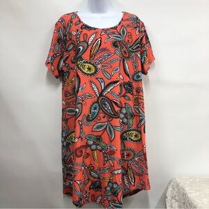 Bobbie Brooks women’s size 1x paisley floral knee length coral dress